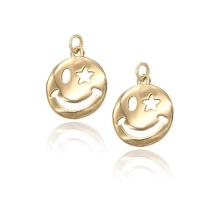 Brass Jewelry Pendants, Smiling Face, gold color plated, hollow, 18mm, Sold By PC