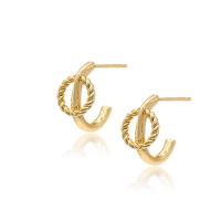 Brass Stud Earring gold color plated for woman & hollow Sold By Pair