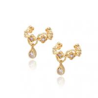 Fashion Earring Cuff and Wraps, Brass, gold color plated, micro pave cubic zirconia & for woman, 15x13mm, Sold By Pair