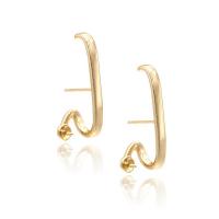 Brass Earring Stud Component, gold color plated, for woman, 28x3mm, Sold By Pair