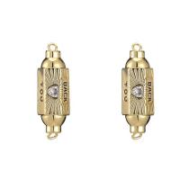 Cubic Zirconia Micro Pave Brass Connector, gold color plated, different styles for choice & micro pave cubic zirconia & enamel, 34x11mm, Sold By PC