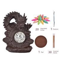 Backflow Incense Burner, Purple Clay, Dragon, plated, for home and office & durable, 235x165x170mm, Sold By PC
