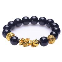 Gemstone Bracelets Zinc Alloy with Obsidian Fabulous Wild Beast fashion jewelry & Unisex nickel lead & cadmium free 12mm Sold By Strand