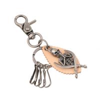 Tibetan Style Key Clasp, with PU Leather, for man, 125x30mm, Sold By PC