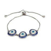 Bracelet Evil Eye bijoux, laiton, avec Acier titane, Vintage & pavé de micro zircon & pour femme, plus de couleurs à choisir, 17x20mm, Longueur 18 cm, Vendu par PC
