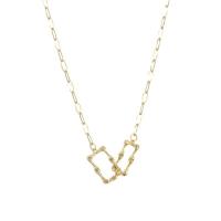 Messing Halskette, 18 K Gold, plattiert, für Frau, goldfarben, 11x21mm, Länge 45 cm, verkauft von PC