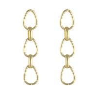 Boucles d'oreilles pendantes en laiton, Placage, pour femme, doré, 9x65mm, Vendu par PC