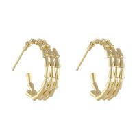 Brass Stud Earring, plated, for woman, golden, 27x20mm, Sold By Pair