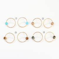 Brass Stud Earring, with Natural Stone, plated, for woman, more colors for choice, 32x29mm, Sold By Pair
