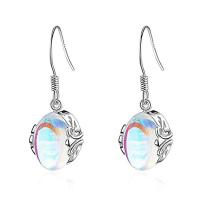 Natural Gemstone Earrings Zinc Alloy with Moonstone Round for woman mixed colors Sold By Pair