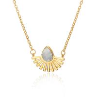 Stainless Steel Jewelry Necklace 304 Stainless Steel with turquoise & Brass plated for woman Length 17 Inch Sold By PC