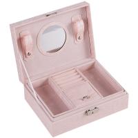 Multifunctional Jewelry Box PU Leather with Flocking Fabric Double Layer & portable & with mirror Sold By PC