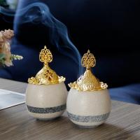 Traditional Ceramic Inserted Burner Incense Seat, Porcelain, with Tibetan Style, plated, for home and office & durable, 135x79mm, Sold By PC