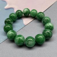 Pulseiras de pedras preciosas, quartzito Jade, polido, unissex, verde, 14mm, vendido por PC