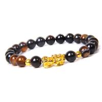 Natural Gemstone Stretch Bracelets Natural Stone with Fabulous Wild Beast Brass Charms Unisex 4mm 8mm 17mm cm Sold By PC