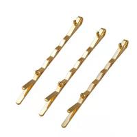 Hair Clip Findings, Brass, real gold plated, for woman, golden, 60mm, 50PCs/Bag, Sold By Bag