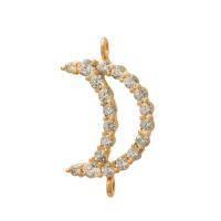 Cubic Zirconia Micro Pave Brass Connector Moon plated micro pave cubic zirconia golden Sold By Bag