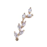 Cubic Zirconia Micro Pave Brass Pendant, plated, with cubic zirconia, golden, 8x34mm, 20PCs/Bag, Sold By Bag