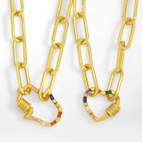 Kubický zirkon Micro vydláždit mosaz náhrdelník, pro ženy & se zirkony, zlatý, 25x20mm, Délka 54 cm, Prodáno By PC