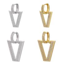 Huggie Hoop Drop Earring Brass plated & micro pave cubic zirconia Sold By PC