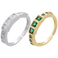 Messing Open Finger Ring, plated, Verstelbare & met strass, meer kleuren voor de keuze, 22mm, Binnendiameter:Ca 17mm, Verkocht door PC