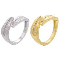 Brass Open Finger Ring plated Adjustable & micro pave cubic zirconia 21mm Inner Approx 17mm Sold By PC