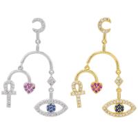 Brass Drop Earring plated micro pave cubic zirconia Sold By Pair