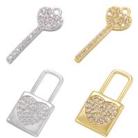 Cubic Zirconia Micro Pave Brass Pendant plated & micro pave cubic zirconia 12*23.5mm 7.5*21mm Sold By PC