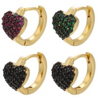 Brass Huggie Hoop Earring, plated, micro pave cubic zirconia, more colors for choice, 14.50x12mm, Sold By Pair