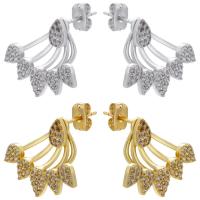Brass Split Earring plated micro pave cubic zirconia Sold By Pair