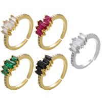 Messing Open Finger Ring, plated, Verstelbare & micro pave zirconia, meer kleuren voor de keuze, 7.80mm, Gat:Ca 1mm, Verkocht door PC