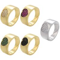 Messing Open Finger Ring, plated, Verstelbare & micro pave zirconia, meer kleuren voor de keuze, 10mm, Gat:Ca 1mm, Verkocht door PC