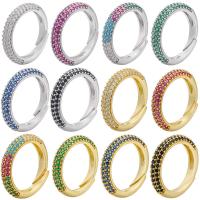 Brass Open Finger Ring, Donut, plated, Adjustable & micro pave cubic zirconia, more colors for choice, 3.70mm, Hole:Approx 1mm, Sold By PC