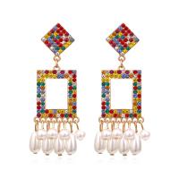 Rhinestone Earring, Tibetan Style, fashion jewelry & different materials for choice & for woman, nickel, lead & cadmium free, 73x22mm, Sold By Pair
