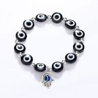 Evil Eye Jewelry Bracelet, Tibetan Style, with Copper Coated Plastic & Acrylic, Evil Eye Hamsa, Unisex, more colors for choice, 10mm, Length:18 cm, Sold By PC