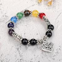 Gemstone Bracelets, Tibetan Style, with Natural Stone, for woman, multi-colored, 10mm, Length:18 cm, Sold By PC
