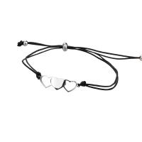 Bijoux bracelet en acier inoxydable, avec corde de cire, pour femme, noire, 27mm, Longueur:18 cm, Vendu par PC