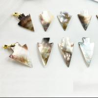 Shell Pendants, Freshwater Shell, with Brass, Triangle, Unisex, mixed colors, 50x25x0.2mmuff0c60x30x0.2mm, Sold By PC