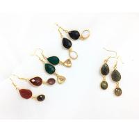 Gemstone Earrings, Pedra natural, with cobre, para mulher, Mais cores pare escolha, 15x58mm, vendido por par