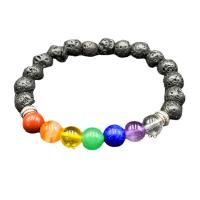 Gemstone Bracelets Agate with Lava & Quartz Unisex multi-colored 60mm Length 18 mm Sold By PC