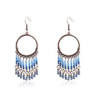 Fashion Fringe Earrings, Tibetan Style, with Seedbead, handmade, for woman, more colors for choice, 75x26mm, Sold By Pair