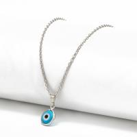 Collar de la joyería de mal de ojo, aleación de zinc, con Vidrio, para mujer, más colores para la opción, 11x15mm, longitud:50 cm, Vendido por UD