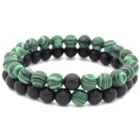 Gemstone Bracelets, Abrazine Stone, with Malachite, Unisex, mixed colors, 8mm, Length:195 mm, Sold By PC