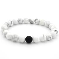 Gemstone Bracelets, Abrazine Stone, with Howlite, Unisex, more colors for choice, 8mm, Length:19.5 cm, Sold By PC