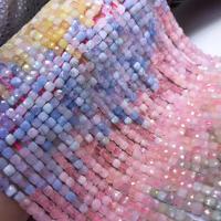 Perline gioielli gemme, pietra di Morgan, Cubo, lucido, DIY & sfaccettati, colori arcobaleno, 4-4.5mm, Venduto per 38 cm filo