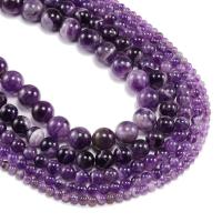 Natural Amethyst Beads, Round, polished, DIY, purple, Sold Per 14.6 Inch Strand