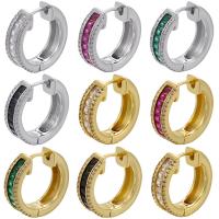 Brass Huggie Hoop Earring, plated, micro pave cubic zirconia, more colors for choice, 20x20mm, Sold By Pair