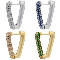 Brass Huggie Hoop Earring plated micro pave cubic zirconia Sold By Pair