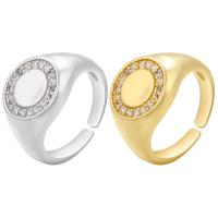 Messing Open Finger Ring, gold plated, Verstelbare & micro pave zirconia, meer kleuren voor de keuze, 13x17mm, Verkocht door pair