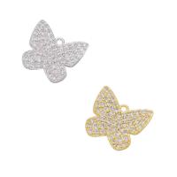 Cubic Zirconia Micro Pave Brass Pendant, Butterfly, plated, micro pave cubic zirconia, more colors for choice, 15x14mm, Hole:Approx 1.2mm, Sold By Strand